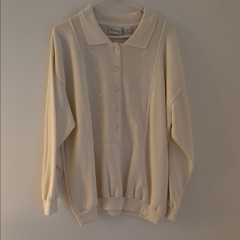 Expressions Plus Cream Collared Top